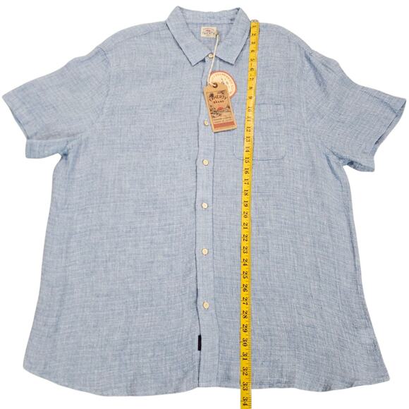 NWT Faherty Shirt Mens XXL Blue Linen Palma Short Sleeve Coastal Casual Nautical - Picture 9 of 11